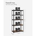 Miniatyrbillede 5 af 6: SONGMICS Reol, 40 x 90 x 180 cm, 875 kg Belastningskapacitet Rustik Brun og Sort