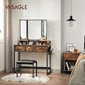 Miniatyrbillede 2 af 7: Vasagle toiletbord, sminkbord, rustik brun og sort