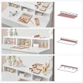 Miniatyrbillede 5 af 7: Vasagle Toiletbord Vanity Table med 9 LED -pærer og spejl, Moderne hvid