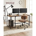 Miniatyrbillede 2 af 7: VASAGLE Computerbord, Skrivebord med 2 hylder, Arbejdsbord, Rustik Brun og Sort