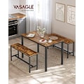 Miniatyrbild 2 av 7: Vasagle matbord med 2 bänkar, 3 stycken set, köksbord, rustik brun och svart