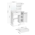 Miniatyrbillede 5 af 6: Vasagle toiletbord, sminkbord, forfængelighedsbord med spejl, 1 skuffe, 2 hylder, hvid