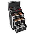 Miniatyrbillede 5 af 7: SONGMICS Låsbart makeup-etui, Rolling Cosmetics Beauty Trolley Box, Sort