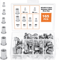Miniatyrbild 1 av 5: 165PCS Stainless Steel Rivet Nuts Tool Flat Threaded Head (6 Types of Nuts)