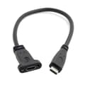 Miniatyrbilde 1 av 5: USB-C USB 3.1 Type C Hann til Hunn Skjøte Datakabel med Panelmonteringsskruehull