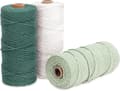 3 farver makramégarn, makramésnor 3mm x 100m naturlig makramé bomuldssnor