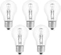Halogen Bulb E27 A55 42W Dimmable, AC220-240V, 650LM Warm White 2700K, Transparent E27 Halogen Globe Bulb, 5-pack