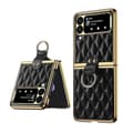 För Samsung Galaxy Z Flip4 Diamond Lattice Simple Läder Ring Telefonfodral