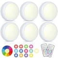 Miniatyrbild 1 av 5: LED Puck Lights 6-pack with 2 Remote Controls, RGB Color Changing Dimmable Touch Lighting for Wardrobe Kitchen Party, White white