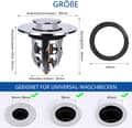 Miniatyrbillede 2 af 5: 2-pak vaskprop, pop-up, til håndvask, badekar, med anti-tilstopningsfilter/si, til køkken (34 til 40 mm)