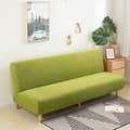 Miniatyrbild 2 av 4: Armless Sofa Cover 3-Seater Solid Color Thick Waterproof Stretchy Elastic Couch Slipcover for Foldable Sofas and Sofa Beds. (Green)
