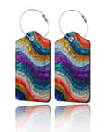 2-pack bagagebrickor i PU-läder för resväskor - Abstrakt agat-mönster Abstract Agate Pattern