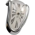 Smält klocka, Dali-klocka, surrealistisk dekoration, smält modern väggklocka, förvrängd väggklocka, heminredning, kontor, present (silver)