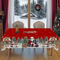 Julbordsduk med snöflingor och jultomtedesign Rektangulär storlek: 152 x 220 cm