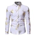 Casualskjorta för män, tryckt slim fit, affärs, vit, storlek S white S
