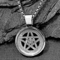 Miniatyrbillede 4 af 5: Stjerne Pentagram Pentakel Pagan Halskæde Wiccan Heks Gotisk Rustfrit Stål Vedhæng Med 24