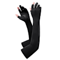 Miniatyrbillede 2 af 8: Ice Silk Arm Sleeves Skridmodstand Forlænget UV-beskyttelse Arm Køleærmer til cykling Udendørsfiskeri Kørsel Sort