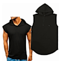 Miniatyrbilde 6 av 8: Menn Ermeløs Hettegenser Gym Sweatshirt Vest Topp Hudvennlig Polyester Ensfarget svart XL