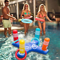 Miniatyrbild 8 av 8: Uppblåsbar Pool Ring Toss Game Pool Floats Leksaker Spel Set med 4st Hoop och Inflator Vatten Underhållning Interactive Game