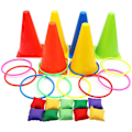 Miniatyrbild 2 av 8: Carnival Games Set Propylen med Mesh Bag Traffic Cone Kastringar Set för utomhussport 23cm/9.1in