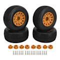 Pikkukuva 1 / 8: 1/10 RC-renkaat Kumimuovi Vahva pito Vahva vaimennus Paksunnetut RC-auton pyörät liittimillä SCX10 Oranssi