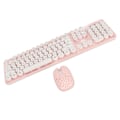 Miniatyrbillede 4 af 8: Trådløst tastatur og mus kombisæt Pure Color Retro 2.4G trådløst tastatur og mus med runde tastehætter og numerisk tastatur Pink Board