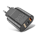 Miniatyrbillede 2 af 8: QC3.0 PD Hurtiglader 20W Dobbelt Port QC3.0 USB PD Ladehovedadapter til IOS 13 12 Sort EU Standard