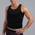 Miniatyrbillede 6 af 8: Mand Midjetræning Lynlås Træning Sved Sauna Mavekontrol Justerbart Bælte Body Shaper Vest til Gåtur Ride Løb Body Building Sort XL
