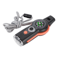 Miniatyrbild 4 av 8: 7 i 1 nödväxelpipa LED-ljustermometer Kompass Multifunktionsvisselpipa för vandring och klättring Orange