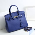 Miniatyrbild 1 av 4: Elektrisk Blå Läder Handväska för Kvinnor Första Lagret Ko-Läder Pendlar Crossbody Väska Electric Blue 25CM