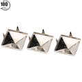 Miniatyrbillede 1 af 8: Firkantede pyramide-nitter - 100 stk, 4 metal knapper til armbånd, tøj, sko, håndtasker - sølv, 12 mm
