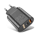 Miniatyrbillede 3 af 8: QC3.0 PD Hurtiglader 20W Dobbelt Port QC3.0 USB PD Ladehovedadapter til IOS 13 12 Sort EU Standard