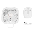 Pikkukuva 2 / 8: Valkoinen Clip On -tuuletin USB-latauksella, kannettava pöytätuuletin, seinään kiinnitettävä LED-valotuuletin F8-kiinnikkeellä ja sisäänrakennetulla akulla retkeilyyn asuntolassa