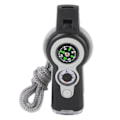 Miniatyrbild 5 av 8: 7 i 1 nödvisselpipa LED-ljustermometer Kompass Multifunktionsvisselpipa för vandring Klättring Grå Vit