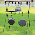 Miniatyrbillede 6 af 8: Camping Hængestativ Aluminiumslegering Dobbeltlag Multifunktionelt Stativ Udendørsstativ Værktøj Sort S Sort