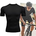 Miniatyrbillede 6 af 8: Cool Dry Kortærmet Kompressions Skjorter Sports T-shirts Toppe Atletisk træningstrøje Sort M