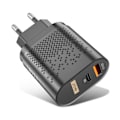 Miniatyrbillede 1 af 8: QC3.0 PD Hurtiglader 20W Dobbelt Port QC3.0 USB PD Ladehovedadapter til IOS 13 12 Sort EU Standard