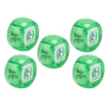 Pikkukuva 7 / 8: 5kpl Mahjong Tuulen suunnat Nopat Itä Etelä Länsi Pohjoinen Viihdepeli Nopat Läpinäkyvä Vihreä