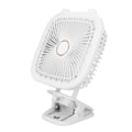 Pikkukuva 7 / 8: Valkoinen Clip On -tuuletin USB-latauksella, kannettava pöytätuuletin, seinään kiinnitettävä LED-valotuuletin F8-kiinnikkeellä ja sisäänrakennetulla akulla retkeilyyn asuntolassa