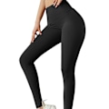 Miniatyrbillede 3 af 8: Træningsleggings til kvinder Aerodynamisk høj talje Elastisk Hofteløftende Yogaleggings til løb Sort M