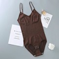 Miniatyrbilde 1 av 6: Bodysuit for kvinner, magekontroll, sexy, ermeløse topper, shapewear, kroppsformer for kvinner, justerbare spaghettistropper, tanktopp Coffee colour XL