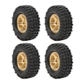 Miniatyrbillede 1 af 8: 4 stk. RC bil hjulnav og dæk sæt udskiftning messing hjulnav og bløde gummi dæk sæt til FCX24 1/24 RC crawler bil