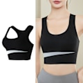 Miniatyrbillede 5 af 8: Sports-BH Nylon Åndbar Hudvenlig U-formet stålring Free Running Gym Atletisk BH til kvinder Sort M