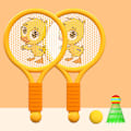 Miniatyrbild 5 av 8: Barn badmintonracket Lätt badmintonracket leksaksset för 3–7 år Pojkar Flickor inomhus utomhus orange ankunge