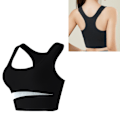 Miniatyrbillede 8 af 8: Sports-BH Nylon Åndbar Hudvenlig U-formet stålring Free Running Gym Atletisk BH til kvinder Sort M