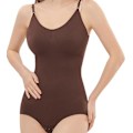 Miniatyrbilde 2 av 6: Bodysuit for kvinner, magekontroll, sexy, ermeløse topper, shapewear, kroppsformer for kvinner, justerbare spaghettistropper, tanktopp Coffee colour M