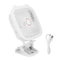 Pikkukuva 1 / 8: Valkoinen Clip On -tuuletin USB-latauksella, kannettava pöytätuuletin, seinään kiinnitettävä LED-valotuuletin F8-kiinnikkeellä ja sisäänrakennetulla akulla retkeilyyn asuntolassa