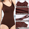 Miniatyrbilde 4 av 6: Bodysuit for kvinner, magekontroll, sexy, ermeløse topper, shapewear, kroppsformer for kvinner, justerbare spaghettistropper, tanktopp Coffee colour S