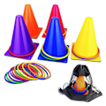 Miniatyrbild 1 av 8: Carnival Games Set Propylen med Mesh Bag Traffic Cone Kastringar Set för utomhussport 23cm/9.1in