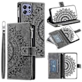 Miniatyrbild 1 av 5: För Motorola Edge 50 Pro 5G Fodral Mandala Blomma Läder Flip Dragkedja Ställ Telefonskydd